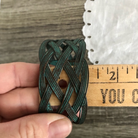 Vtg 90s Braided Metal Cuff Bracelet - Picture 4 of 7